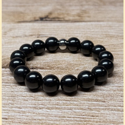 Armband Schungit elastisch grosse Perlen 12 mm x 16 Perlen