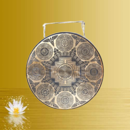 Einzigartiger Nepalesischer Gong gross 7 Chakras graviert 