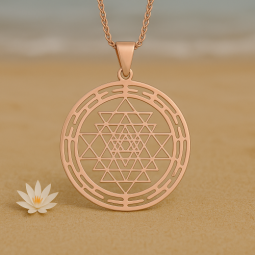 Sri Yantra Anhänger  inkl. passende Halskette in rosegold