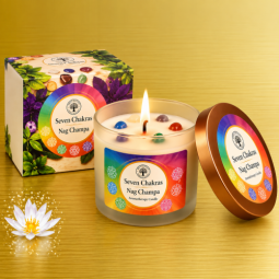 Green Tree Edelstein-Kerze Sieben Chakras gross – Nag Champa