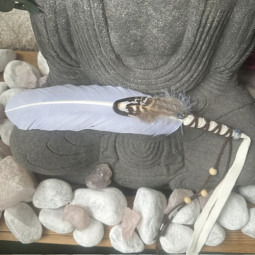 Räucherfeder weiss mit Lapislazuli